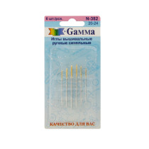 Иглы для шитья ручные " Gamma" N- 382 синельные №20- 24 в блистере 6 шт. 